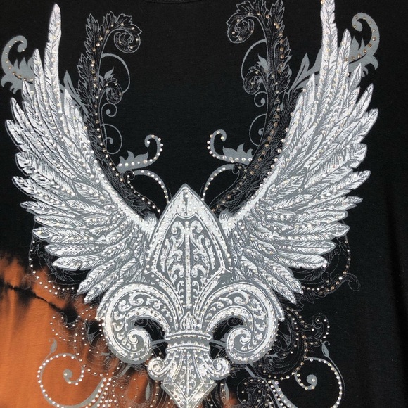 Vocal Made In Usa Rhinestone Gothic Grunge Y2k cold shoulder tunic size L - Picture 4 of 9